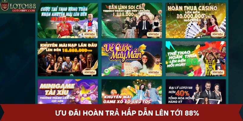 Ưu đãi hoàn trả hấp dẫn lên tới 88%